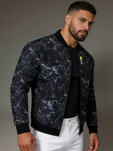 New Men's Trendy Jacket, Marble Crack Print, Classic Pilot Style, Slim Fit, Casual All Seasons, Perfect for, Gift for Boyfriend Husband Father