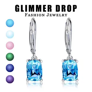 Simulated Topaz Drop Earrings for Women - Minimalist Multi-Color Zircon Dangle Ear Jewelry