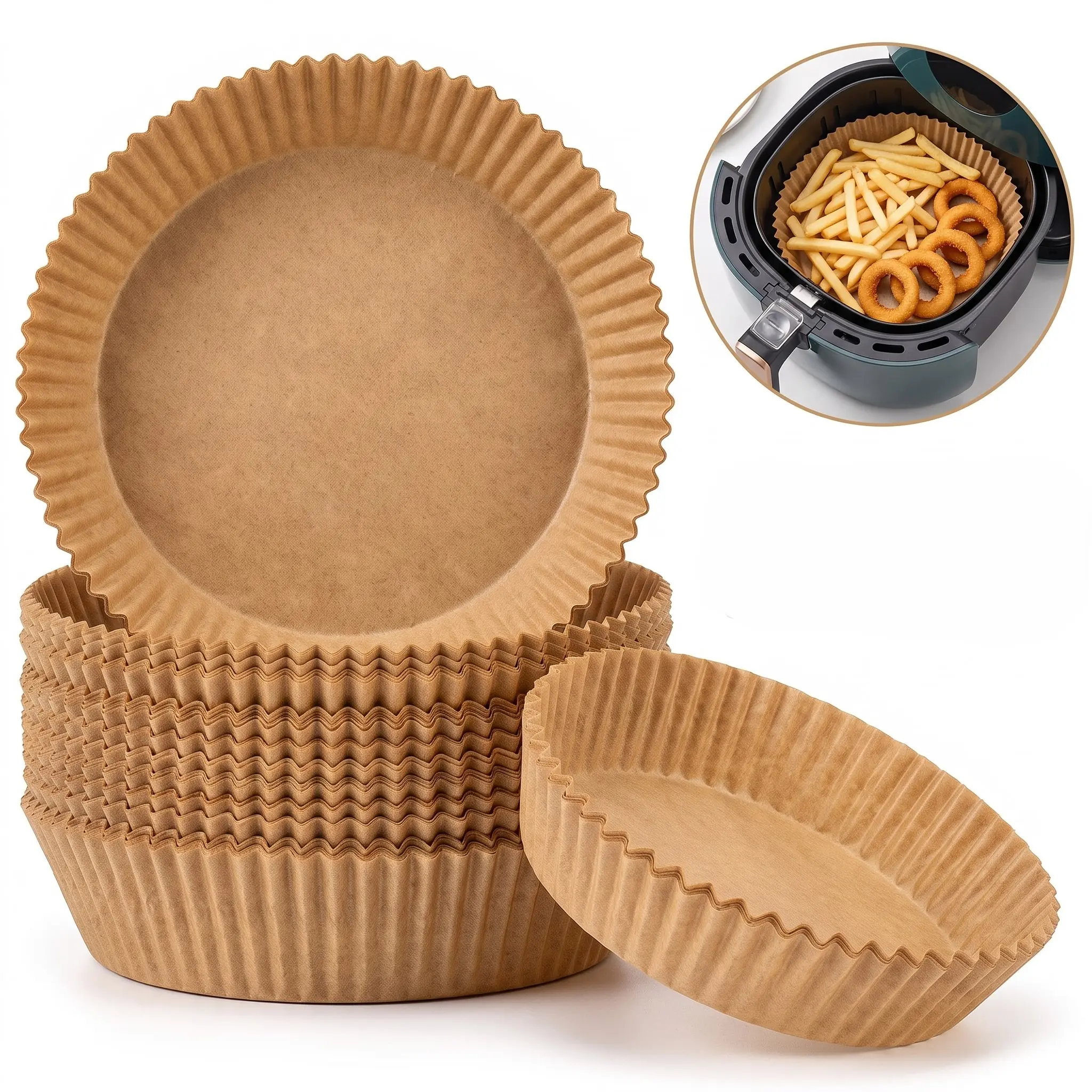 50 Pcs Disposable Air Fryer Liners for Ninja Airfryer, 8 Inch Round Air Fryer Parchment Paper, Airfryer Basket Accessories