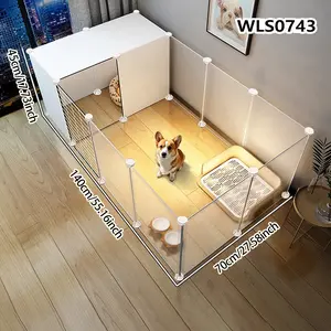 Pet Fence Dog Isolation Free Combination Indoor Small Dog House with Toilet Area Home Fencing Dog Cage, Portable Pet Enclosure for Dogs, Durable Puppy Playpen