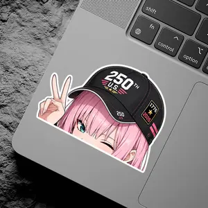 Zero Two Peeker 250th U.S. Vinyl Sticker, Patriotic Anime Girl Decal, Cute Waifu Waterproof Decor for Car Window Laptop