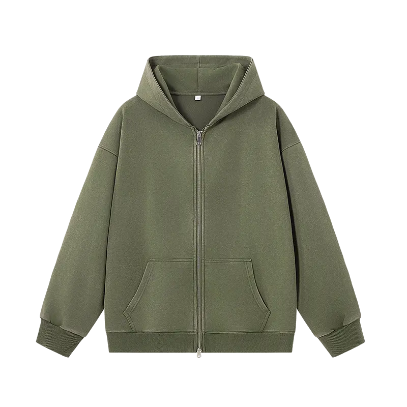Men's Solid Color Basic Hooded Zip Up Sweatshirt, Simple Kangaroo Pocket Casual Jacket, Soft Versatile Outerwear For Street Travel Students Daily Commute # SummerWins