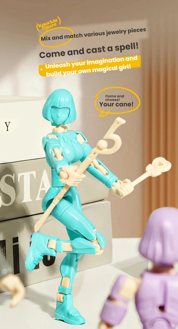 Magical Girl DIY Action Figure, Educational Building Blocks Toy, Joint Movable Doll, Creative Decor & Gift for young people
