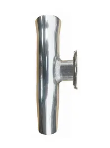 Transom Mount Fishing Rod Holder - 10" Flared Tulip - Polished Aluminum (0 Degree, Mount for Transom Inside or Outside)
