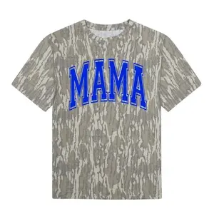 Mama Varsity Camo Graphic Tee Unisex Streetwear Camouflage Shirt Casual Wear