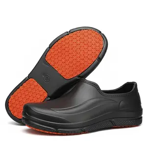 FoamFam Premium Work Shoes: non-slip, waterproof, and ultra comfy. Features EVA uppers with red rubber outsoles. Ideal for gardens, restaurants, kitchens, labs and hospitals.