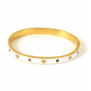 White Star Bangle Bracelet - Stainless Steel