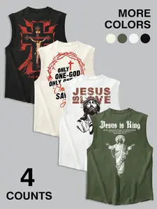 "Jesus Is King" Faith Graphic Tank Top - Christian Cross Sleeveless Shirt