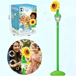 Automatic Sunflower Bubble Machine, Light Music Outdoor Toy, Adjustable Height Portable Bubble Maker, Party Gift, Christmas Toy