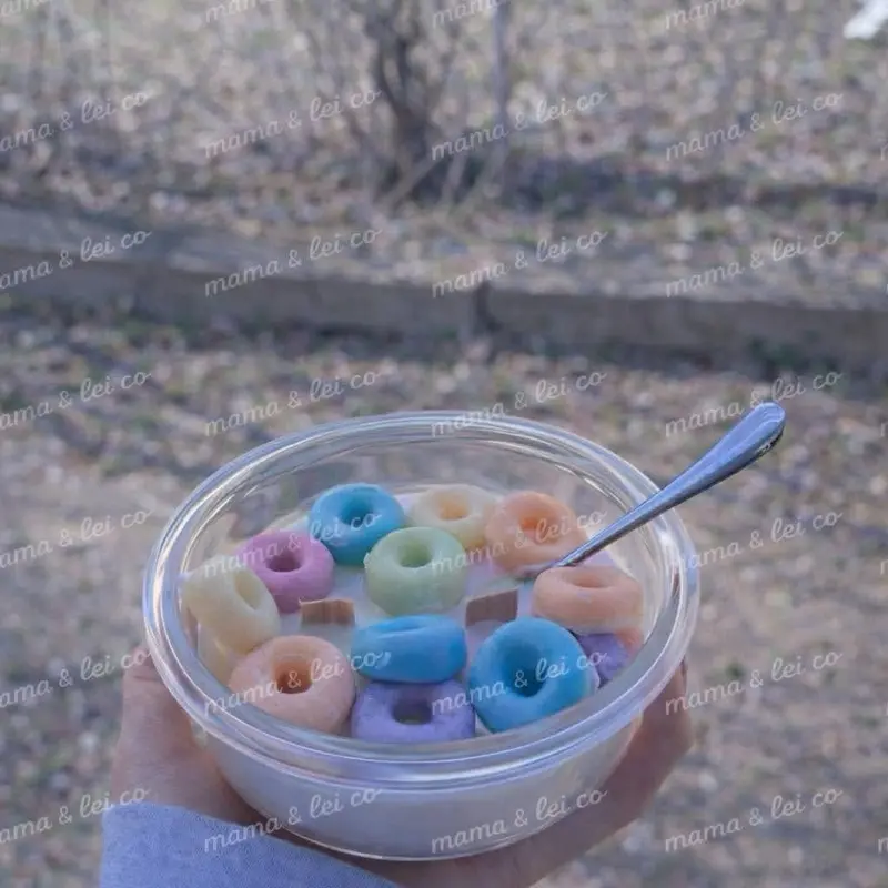 Fruit loop cereal bowl candle