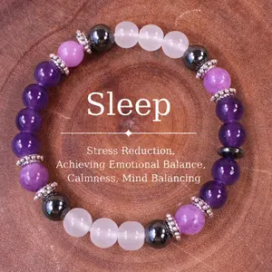 Sleep Bracelet Stress Reduction, Achieving Emotional Balance, Calmness, Mid Balancing Healing Crystal Bead Gorgeous  Gemstone Jewelry Energy Healing Girlfriend Boyfriend Souvenir Valentine Anniversary New Year Christmas Halloween Birthday Gift