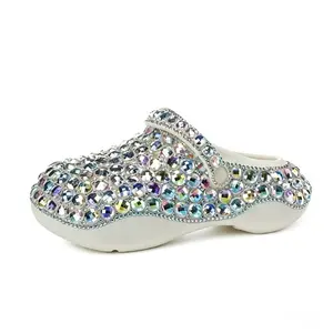 Sparkling Rhinestone Platform Clogs, Women Bling Slip-On Chunky EVA Shoes for Casual Daily Outings