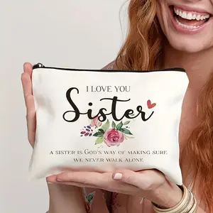 Double-Sided Digital Print Makeup Bag Travel Organizer Toiletry Pouch, Travel Cosmetic Bags, Travel Beauty Bag, Canvas Frame, Festival New Year Design, Single Pack