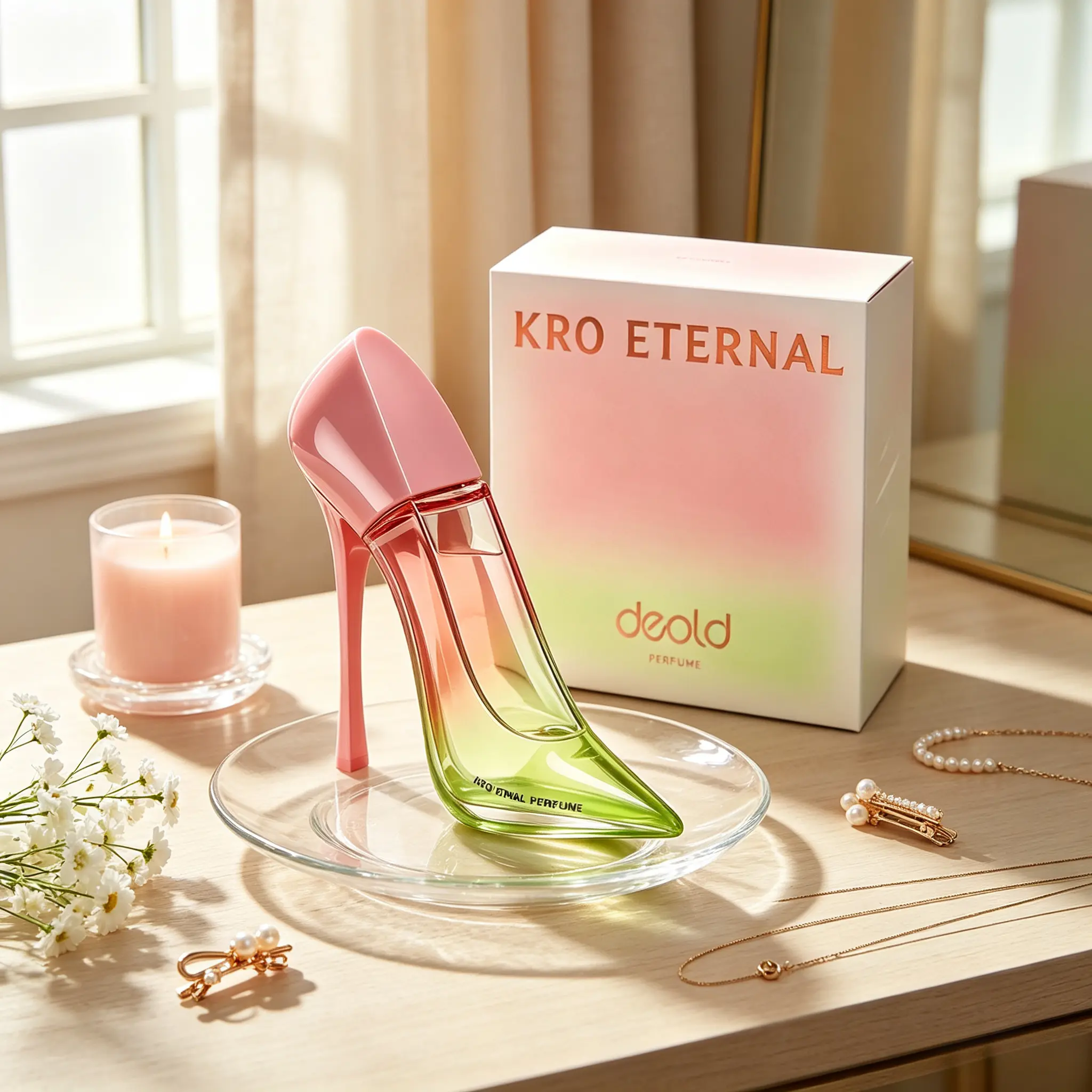 Deold Crowe Eternal perfume-Unique high-heel shoe design, 1.69 oz, fragrant woody scent, musk perfume, elegant lady perfume, holiday gift, gift for friends