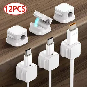 Magnetic Cable Clips 12PCS Adhesive Wire Keeper for Home Office Under Desk Management Strong Magnetic Design Clean Organized Cables No Drilling Needed