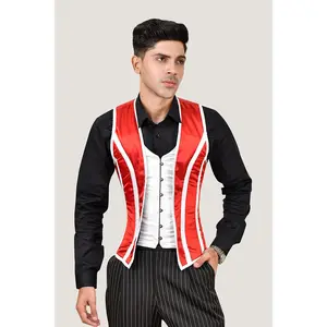 Red & White Male Corset Vest : Fashion Corset