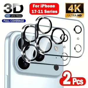 2pcs Camera Lens Protector For iPhone 17 Air/17 Pro Max/17 Pro/17/16E/16/15/14/13/12/11/Pro/Pro Max/Plus/Mini,3D Full Coverage,9H Hardness,Scratch & Impact Resistant,Precise Fit Lens Protection,Easy to Install