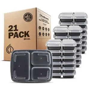 Freshware Meal Prep Containers 3 Compartments with Lids, Set of 21 Freshware Meal Prep Containers 3 Compartments with Lids, Set of 21