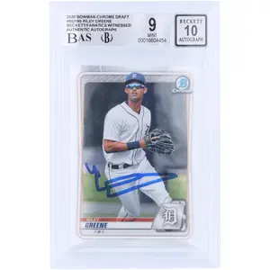 Riley Greene Detroit Tigers Autographed 2020 Topps Chrome Draft #BD-180 Beckett Fanatics Witnessed Authenticated 9/10 Card - Fanatics Authentic Certified