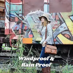 Women's Ultra Clear Auto Open Compact Umbrella, Black Lightweight Dome