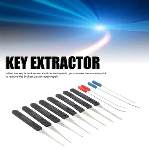 12pcs Broken Key Auto Extractor Set, Stainless Steel DIY Tool Kit, Precision Removal Hooks & Durable Design, Essential Car Repair Gear