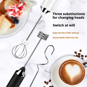Handheld Rechargeable Milk Frother for Coffee, Electric Whisk with 3 Heads & 3 Speeds, Drink Mixer & Foam Maker for Latte, Cappuccino, Hot Chocolate and Eggs – Ideal for Black Friday Deals