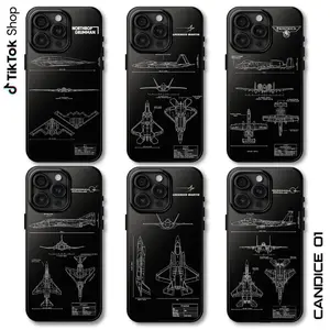 US Military Fighter Jets Blueprint Phone Case B2 Spirit F22 Raptor A10 Warbog F4E Phantom II F-35 Lightning II F-15 Strike Eagle Military Aircraft Cover Bomber 17