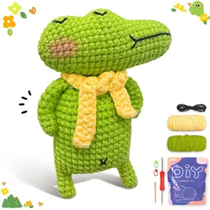 Crochet Kit for Beginners, 1 Set Cute Crocodile Design Crochet Starter Kit, DIY Crochet Kit with Step-by-step Video Tutorial, Perfect for Beginners