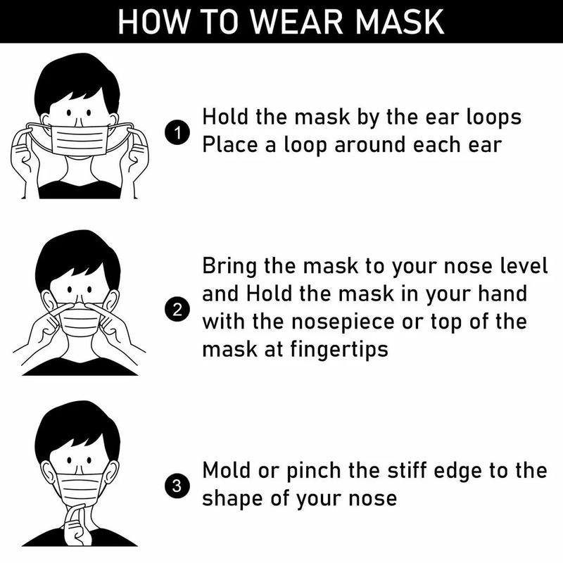 Black Disposable 100 Pcs Face Mask - 3 Ply Ear Loop, Unisex Design, Fashionable Style, Suitable for Daily Use, Suitable for Weddings & Parties