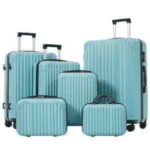 6-Piece Hardshell Luggage Set - Durable ABS Suitcases with Spinner Wheels, TSA Lock, Side Hooks, Lightweight Carry-On & Checked Luggage, Luggage Sets trolley