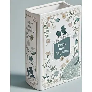 Large Ceramic Book Planter Pot for Flowers - Jane Austen Inspired Decor - Bookshelf Vase for Home Decor - Reusable Flower Holder - Elegant Bookish Gift Idea - 2025 Edition