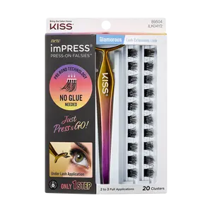 Impress Falsies Pre-Glued False Eyelashes Starter Kit - Glamorous | 20 Lash Clusters, With Applicator, 12mm-14mm Impress Falsies Pre-Glued False Eyelashes Starter Kit - Glamorous | 20 Lash Clusters, With Applicator, 12mm-14mm