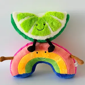 Amuseables Lime Plush Toy Lemon Watermelon Pillow Cute Fruit Stuffed Doll Soft Plushies Home Decor Birthday Gift