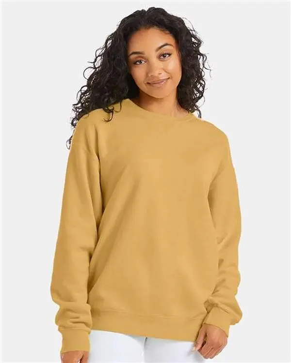 Custom Embroidered - ComfortWash by Hanes - Unisex Garment-Dyed Crewneck Sweatshirt - Artisan Gold - GDH400