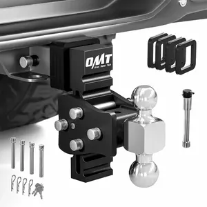 Orion Motor Tech Adjustable Trailer Hitch, Fits 2.5" Receiver, 6" Drop Hitch with 2" & 2-5/16" Balls, 360° Dual-Ball Mount with 18500lb Towing Capacity for Class IV & V, Anti-Theft Steel Tow Hitch Stowable Hitch Rotatable Ball Mount