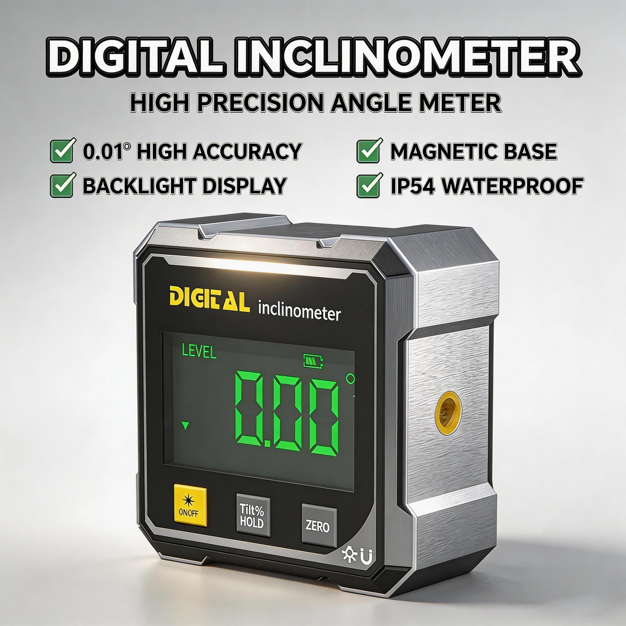 Magnetic Digital Angle Finder with Dual High-Precision Lasers, Hands-Free Alignment Tool Essential for Woodworking, Electrical Installation & Plumbing