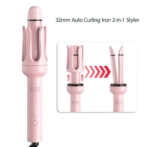 32mm 2-in-1 Automatic Hair Curler & Straightener, Ionic Anti-Frizz Styling Tool with 4 Heat Settings, Fast Heat-Up, Ceramic Coating, Dual Rotation, Auto Shut-Off, Beginner-Friendly