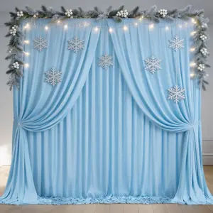 30x10FT Baby Blue Draping Background Curtains, 6 Panels 5x10FT Silky Polyester with Elegant Flow for Outdoor Wedding, Romantic Dinner, Thanksgiving, Photo Studio