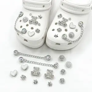 Multi-Style Shoe Charm Set — Featuring Ballet Dancers & Hearts — Trendy Accessories for Clog-Style Shoes — Fashionable Footwear Embellishments — Rhinestone Shoe-Top Decorations — Sparkling Shoe Charms & Pendants — Shoe Beautification Kit