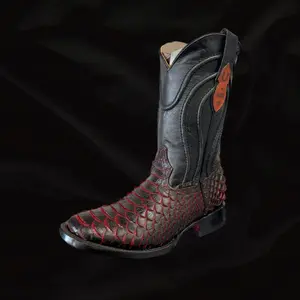 Python Red Bottom Square Toe Cowboy Boot