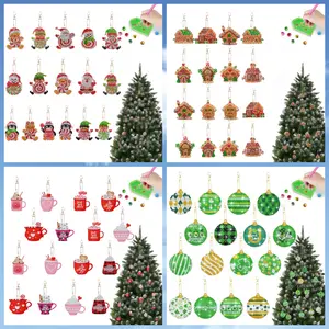 16 DIY Christmas-style diamond painting keychains, round acrylic crystal keychain craft sets, with easy-to-follow instructions, bringing creative fun and unique gift ideas