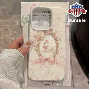 Pink Elegant White Swan Bowknot Floral Pattern Suitable for TPU Case iPhone 16 Pro Max/14/16 Plus/15/13 Pro/12/11 Business Anti-Drop Protective Cover High Aesthetic Protection Cellphone Casing Smartphone