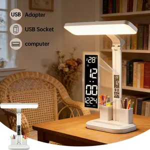 2026 New LED Smart Desk Lamp, Eye Protection Reading Light, USB Powered, Flexible Neck, Time Display, Ideal for Dorm, Bedroom, Living Room, Home Office