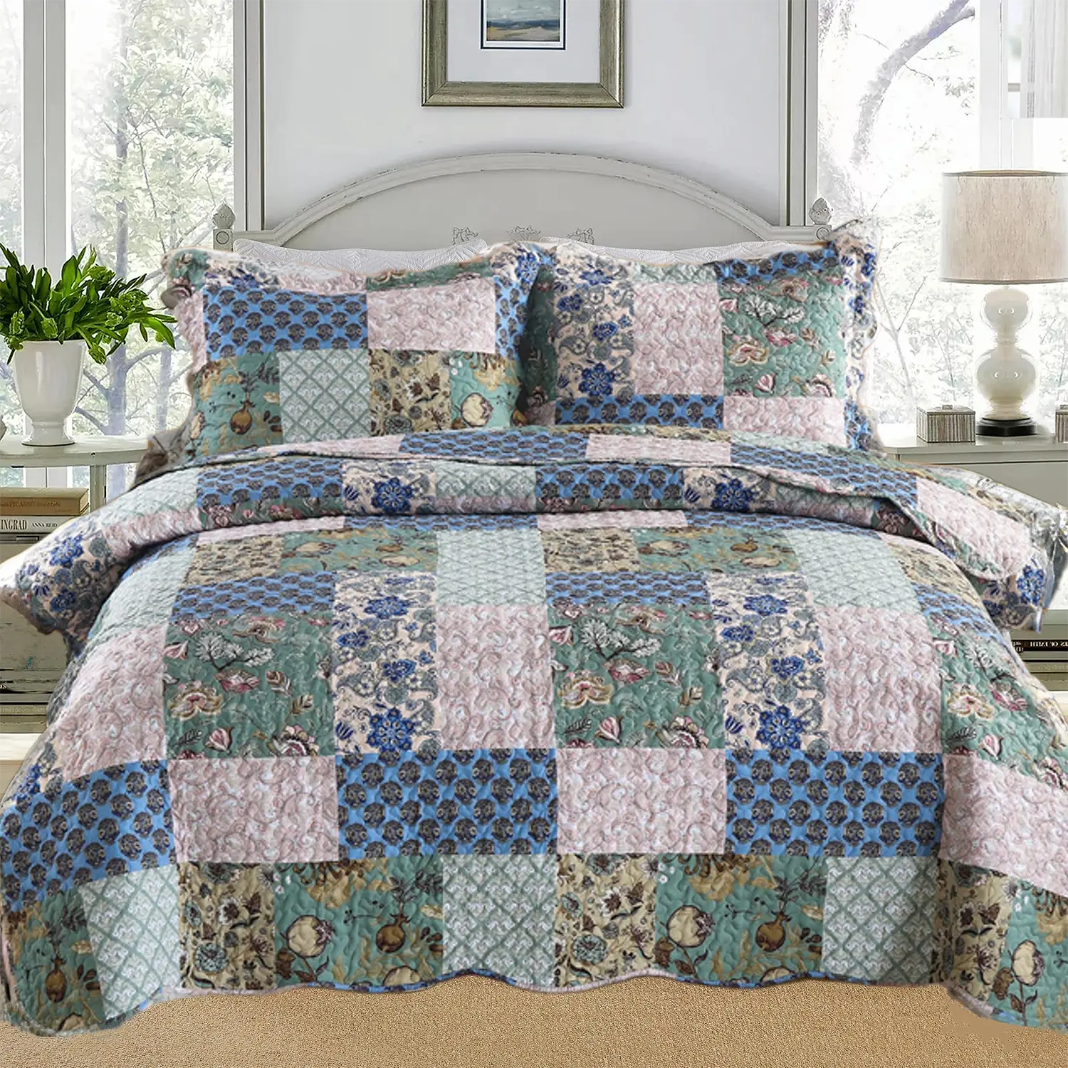 Bohemian 3-Piece Bedding Comforter Set - Printed Coverlet, Bedspread with 2 Pillowcases for Home Use, Bedding Set