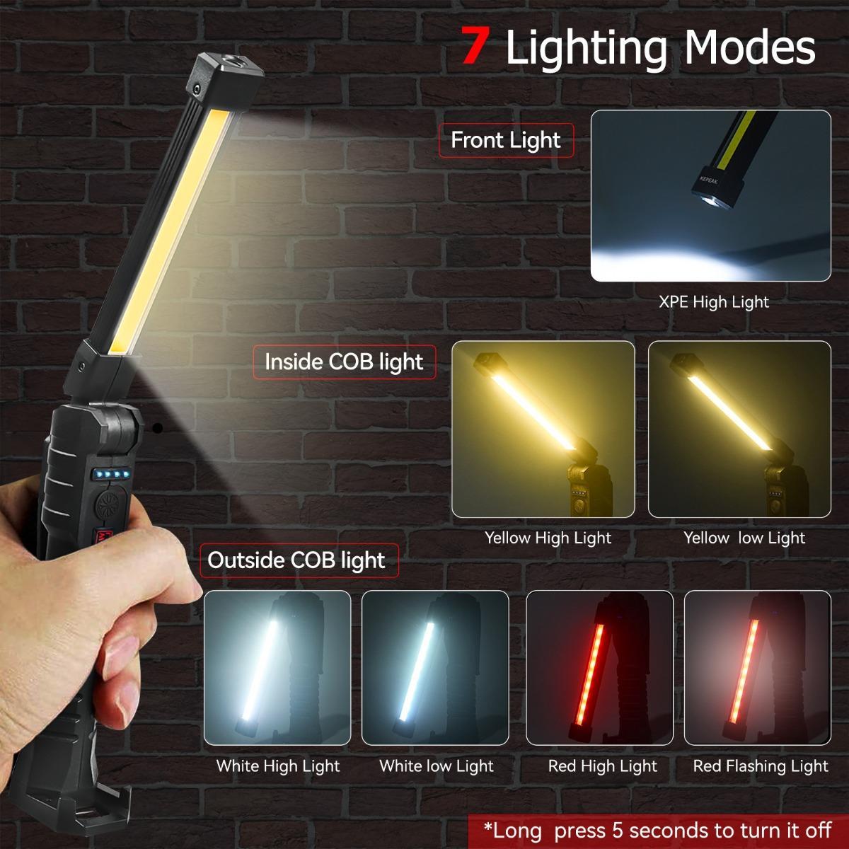 Rechargeable Work Light, LED Work Light with Magnetic Base and Hook, 5 Modes Magnetic Rechargeable Flashlight for Mechanic Car Repair Home, Garage, Emergency, Camping (2-Pack, Black) Rechargeable Work Light, LED Work Light with Magnetic Base and Hook, 5 Modes Magnetic Rechargeable Flashlight for Mechanic Car Repair Home, Garage, Emergency, Camping (2-Pack, Black)