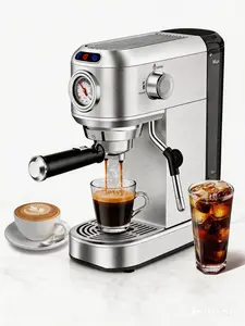 Professional Espresso Machine 20 Bar, Fast Heating Coffee Maker with Steam Milk Frother for Latte, Cappuccino & Macchiato, Compact Home Espresso Machine, Silver