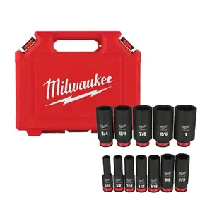 Milwaukee SHOCKWAVE 3/8 in. Drive, 6-Point Deep Well Impact Socket Set (12-Piece)