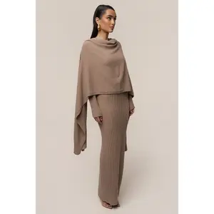 Taupe First Class Ribbed Maxi Dress