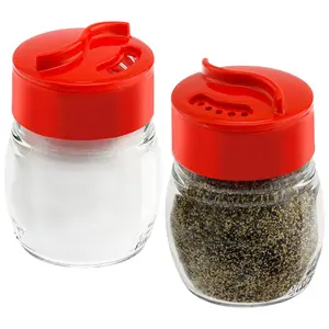 Glass Salt And Pepper Shaker Set for Table Serving and Cooking with Dual Perforated Shaking Top - 3 Oz Spice Seasoning Shaker for Kitchen - 2 Pack
