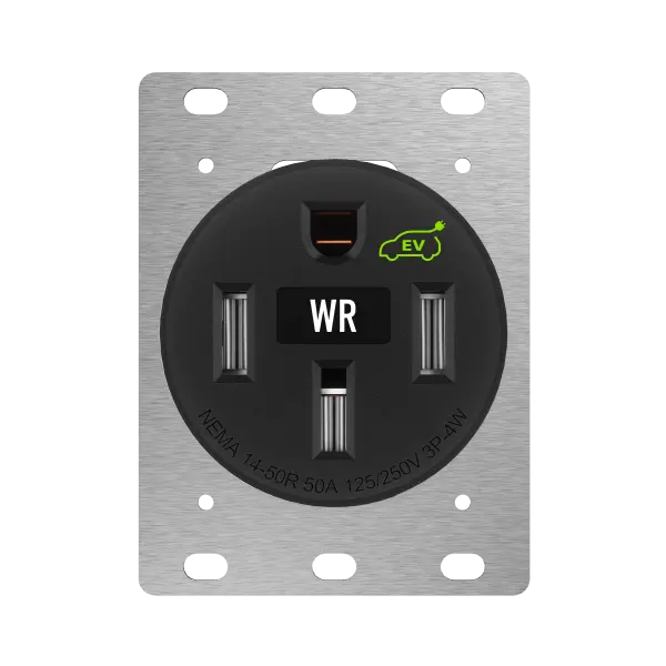 Enerlites 50A Plug-In EV Charger Receptacle - 14-50R Electrical Socket, Wall Mounted, Pressure-Wire Terminals, Weather-Proof, Heavy-Duty, Outdoor, Nylon Body, Copper Contacts, 75 in-lbs Torque, for Home Improvement, Modern MDU Projects
